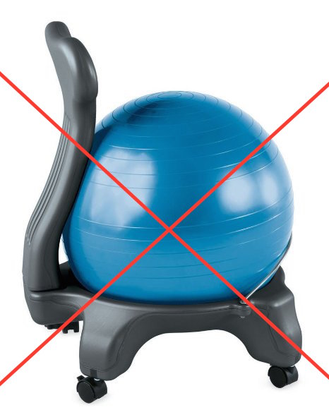 exercise ball on chair legs